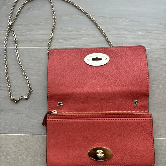 BNWT Mulberry Bayswater Clutch Wallet on Chain in Burnt Peach - Picture 3 of 8